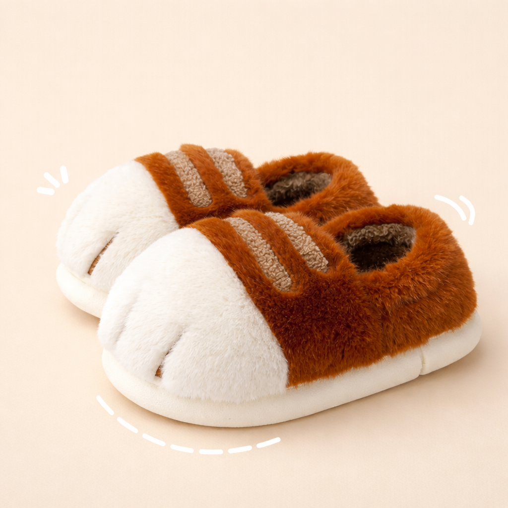 Cat Paw Plush Winter Slippers