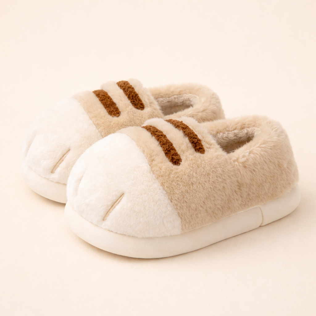 Cat Paw Plush Winter Slippers