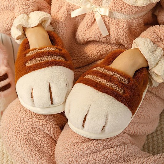 Cat Paw Plush Winter Slippers